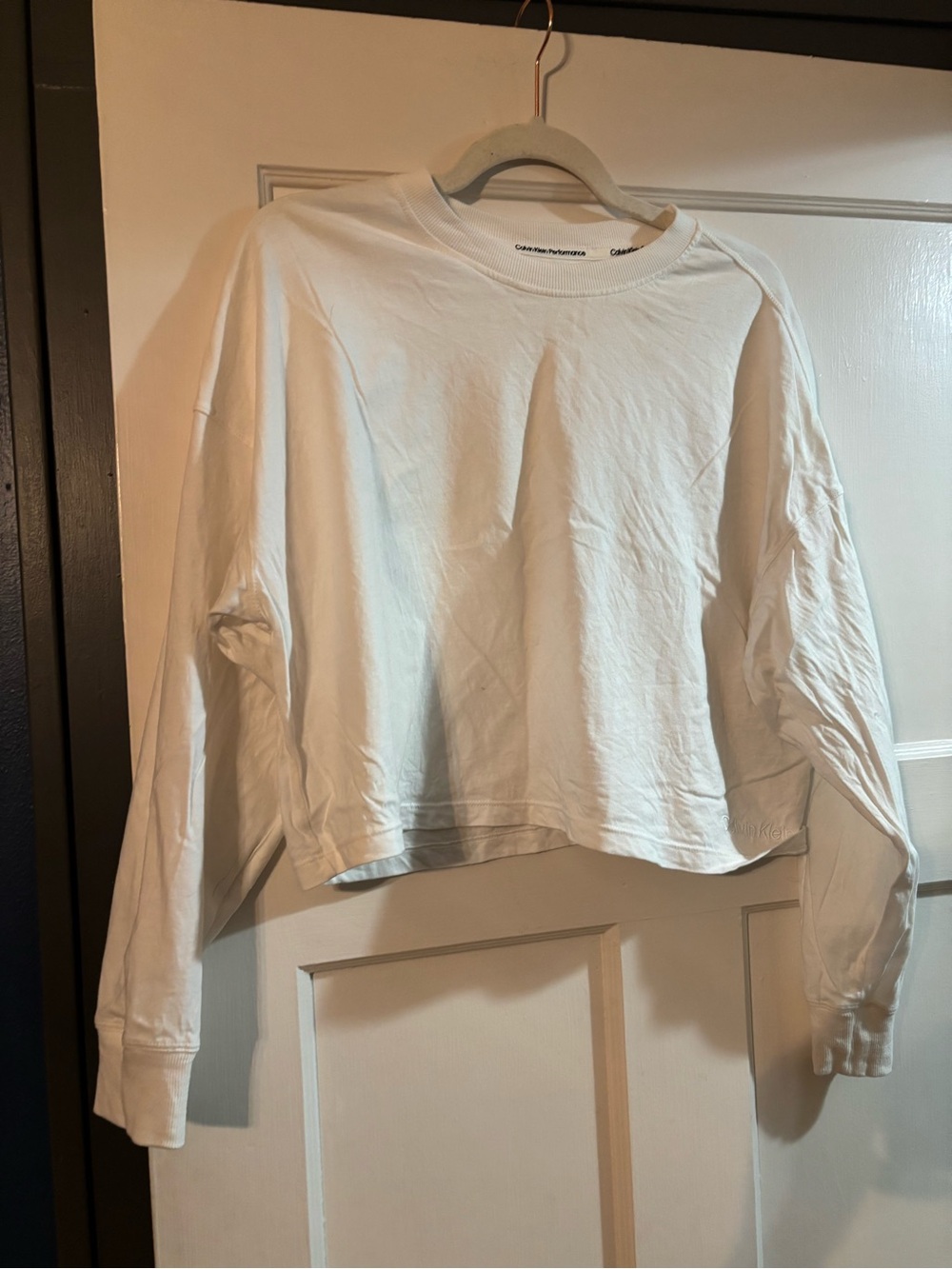 Calvin Klein Performance White Long-Sleeve Crop Top